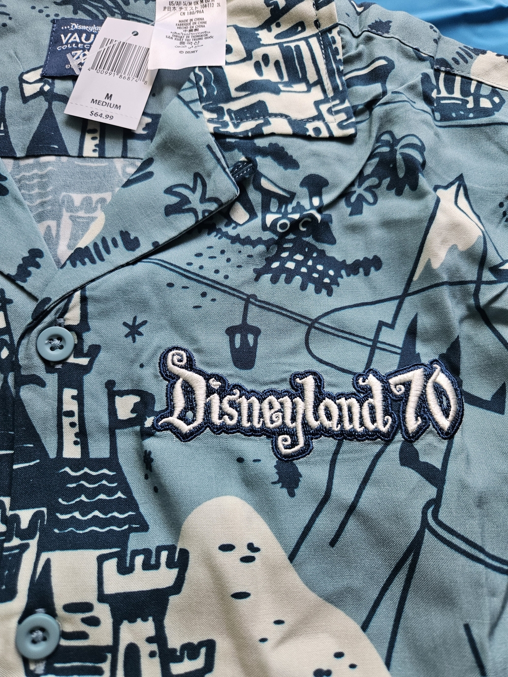 Disney Blue & Cream Graphic Disneyland 70 Camp Shirt - Picture 2 of 3